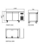 Stainless Steel Double Door Workbench Freezer GNF1360T2 - 2