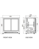 Under Bench Double Sliding Door Bar Cooler BT-900FYS/FY - 2
