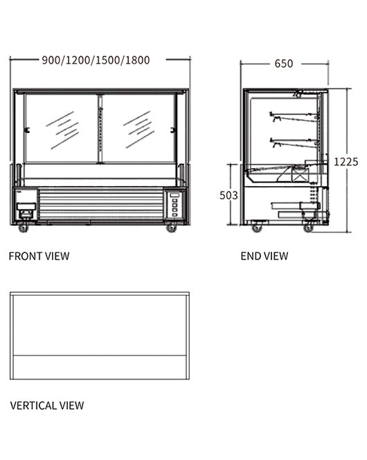 Square Glass Chilled Food Display DG-900FZH4 - 2