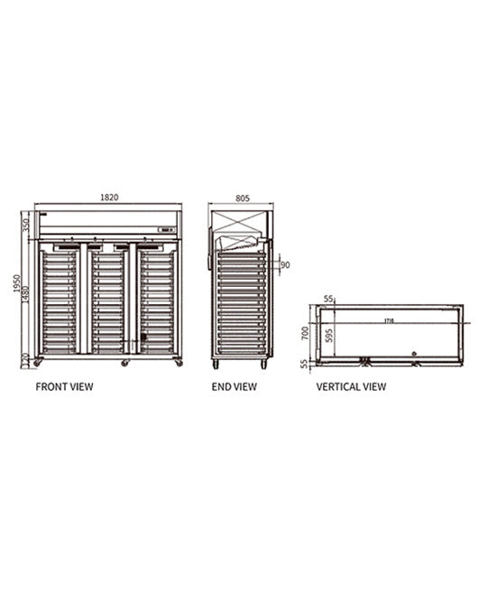 Stainless Steel Triple Door Tray Freezer/Fridge CFD-60D3F-K - 2