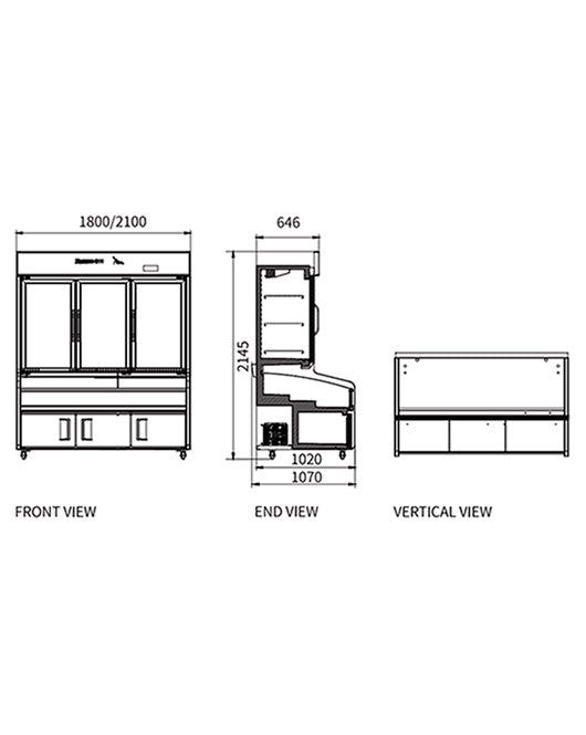 Double Door With 3 Temperature Display Cabinet for Restaurant HY-1800FKT - 2