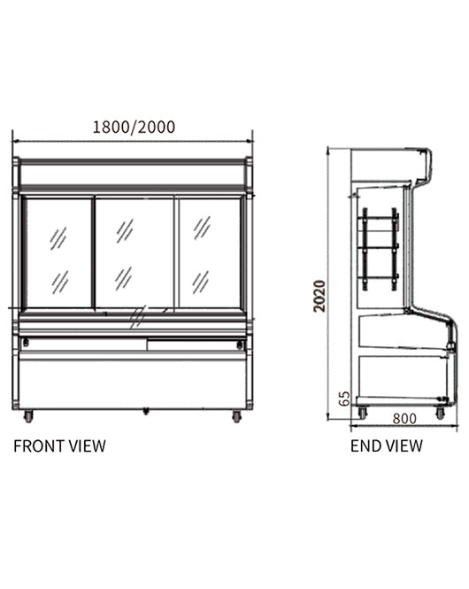 Triple Door With Three Temperature Display Cabinet for Restaurant HY-1800W - 2