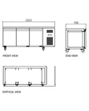 Stainless Steel Triple Door Workbench Freezer GNF1820T3 - 2