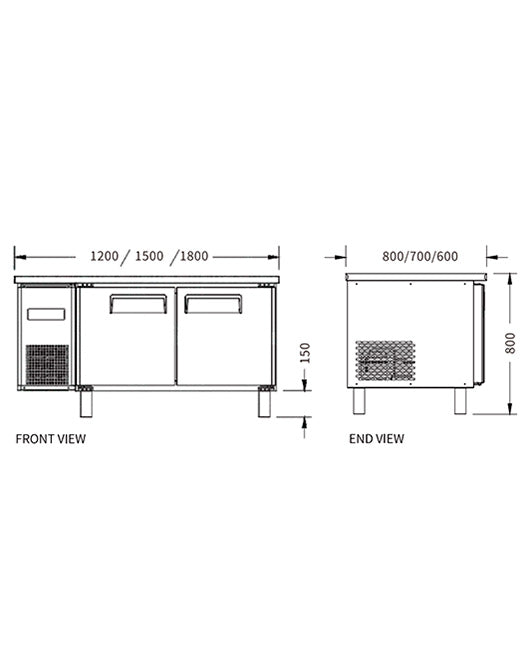 Stainless Double Door Workbench Freezer PLD-15N2 (700MM) - 2