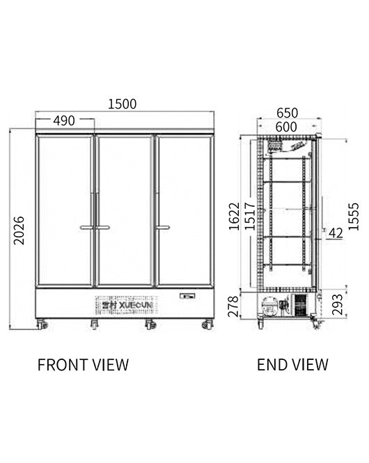 Triple Glass Door Display Fridge LC-1500FX - 2