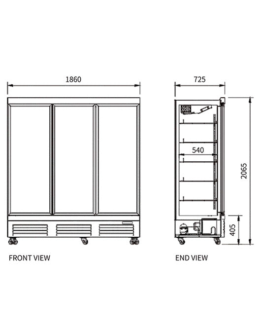 Triple Glass Door Display Fridge LC-1860FX - 2