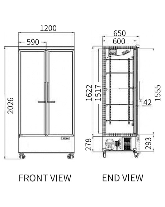 Double Glass Door Display Fridge LC-1200FX（Black） - 3