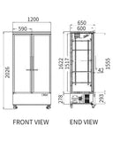 Double Glass Door Display Fridge LC-1200FX（Black） - 3