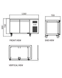 Stainless Steel Double Door Workbench Freezer GNR1360T2 - 2