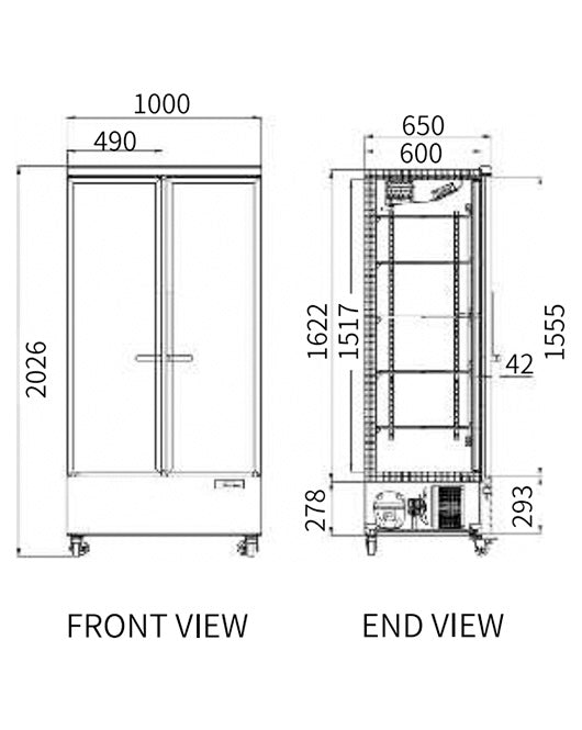 Double Glass Door Display Fridge LC-1000FX（Black） - 3