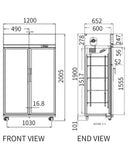 Double Glass Door Upright Display Fridge LC-1200FS - 2
