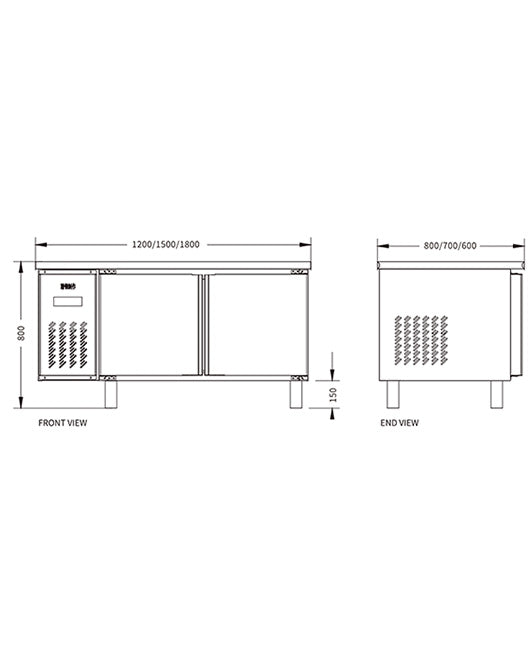 Stainless Steel Double Glass Door Workbench Fridge PLR-12B2 (600MM) - 2